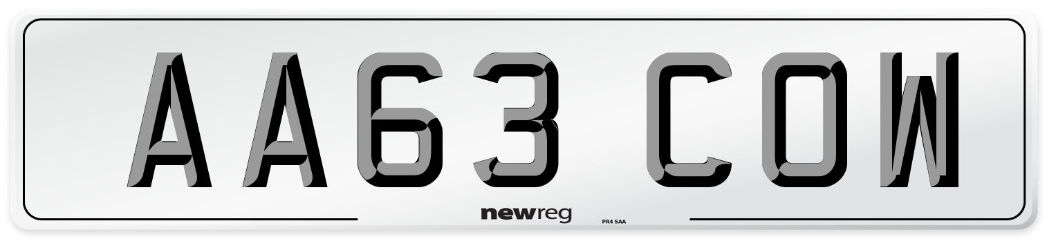 AA63 COW Number Plate from New Reg